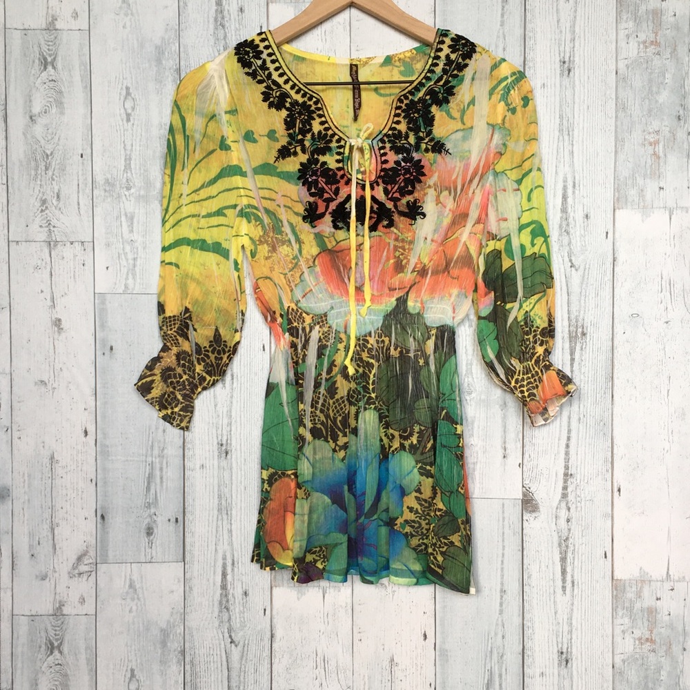 $1 Multicolor Empire Waist Tunic Size S